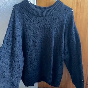 Black knit sweater with cut outs! Very cozy!